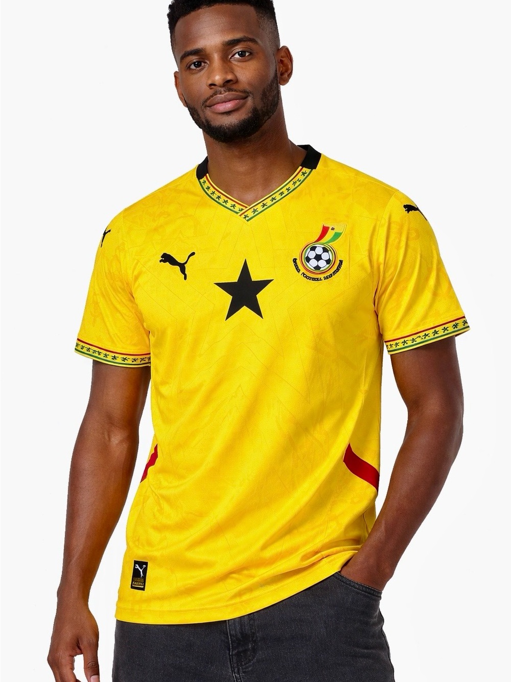 Puma Yellow Men's Ghana Football Jersey with Black Star